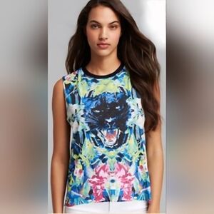 Chaser Multicolor Panther Print Muscle Tee Sz S